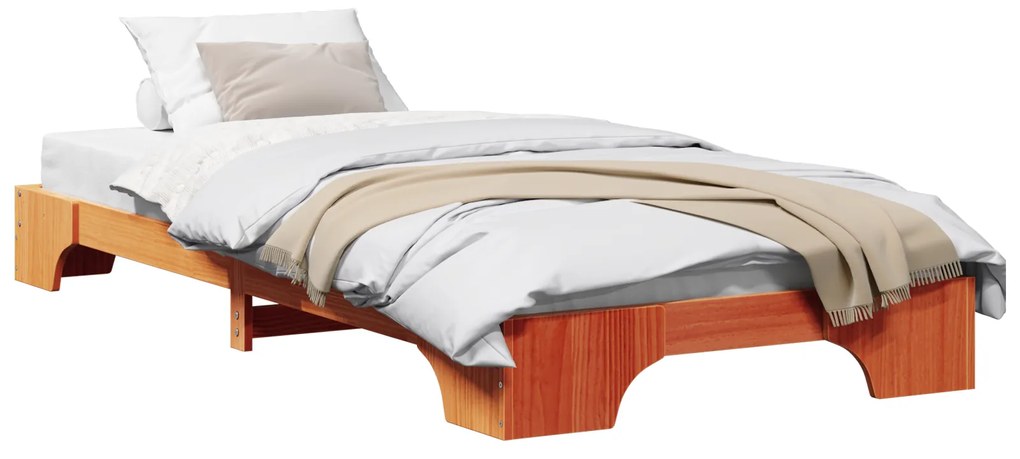 vidaXL Κρεβάτι Καφέ Χαλίκι 75 x 190 cm από Μασίφ Ξύλο Πεύκου