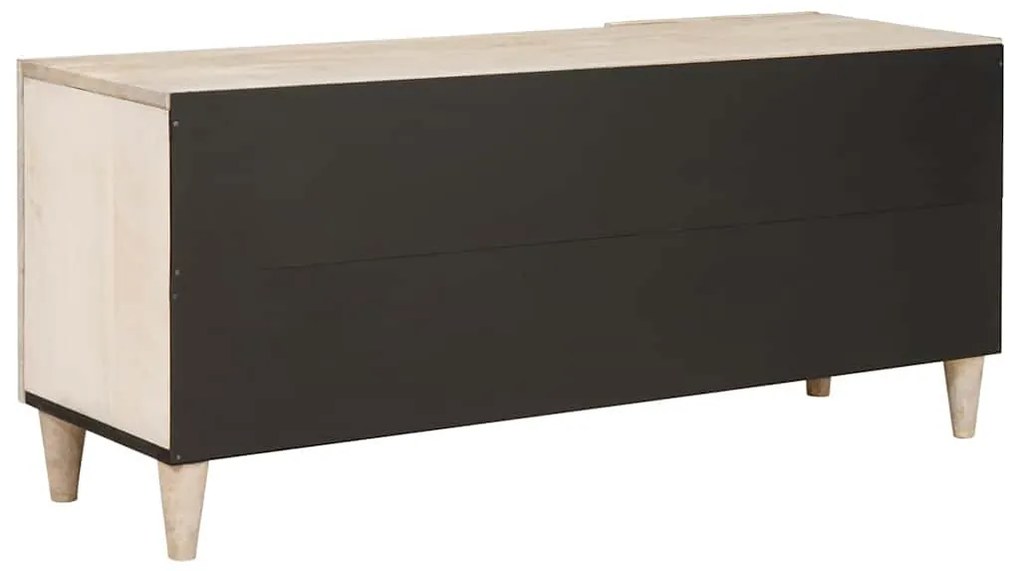 vidaXL Ντουλάπι TV με συρτάρι Λευκό 105 x 33 x 46 εκ Μασίφ ξύλο μάνγκο