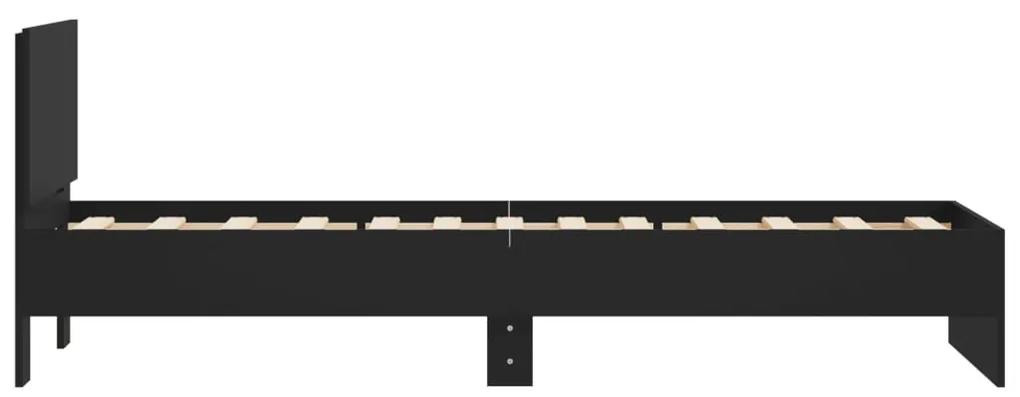 vidaXL Πλαίσιο Κρεβατιού με Κεφαλάρι Μαύρο 90x200 εκ. Επεξεργ. Ξύλο