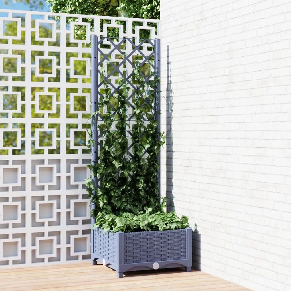 vidaXL Ζαρντινιέρα Κήπου με Καφασωτό Μπλε Γκρι 40x40x121,5εκ. από PP