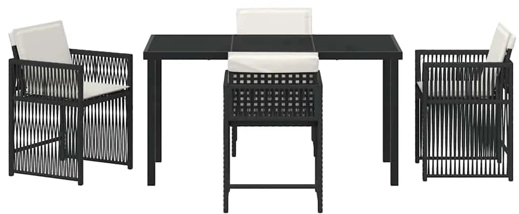 vidaXL Σέτ φαγητού για κήπο 5 pcs Μαύρο συνθετικό ρατάν