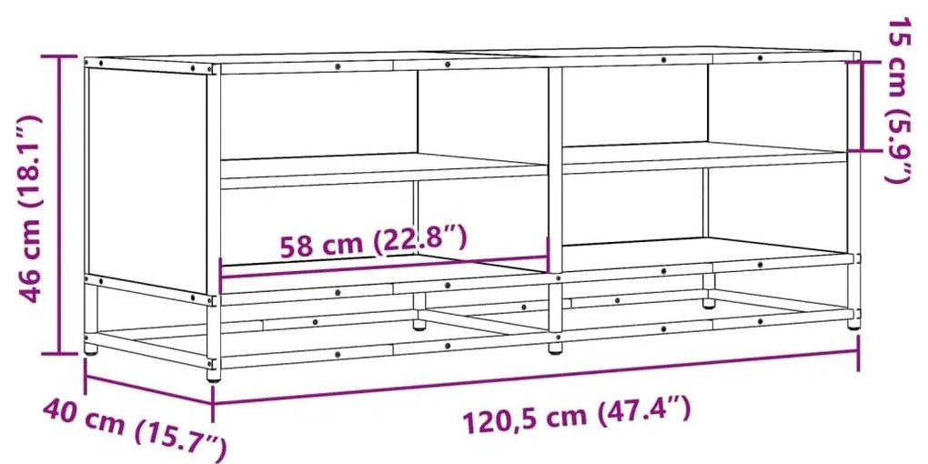 Έπιπλο Τηλεόρασης Καφέ Δρυς 120,5x40x46 εκ. Επεξεργασμένο Ξύλο - Καφέ