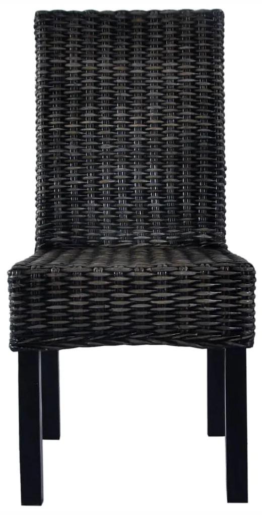 vidaXL Καρέκλες Τραπεζαρίας 6 τεμ. Μαύρες Ρατάν Kubu και Ξύλο Μάνγκο