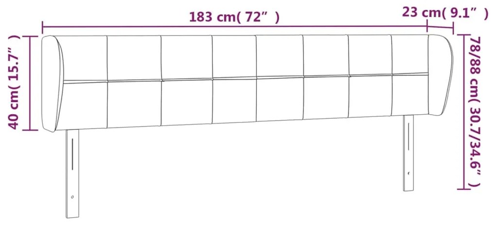 Κεφαλάρι με Πτερύγια Σκούρο Γκρι 183x23x78/88 εκ. Βελούδινο 3117205