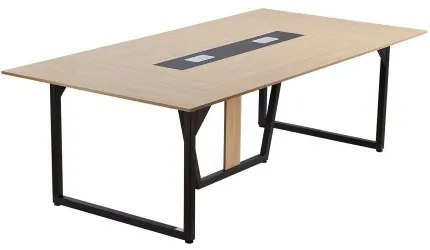 VEVOR Conference Table, 2400 mm Office Meeting Table for 10 Person, Modern Rectangle Seminar Desk with Metal Legs, Large Meeting Desk Ideal for Office, Boardroom, Conference Room, Easy Assembly, Brown