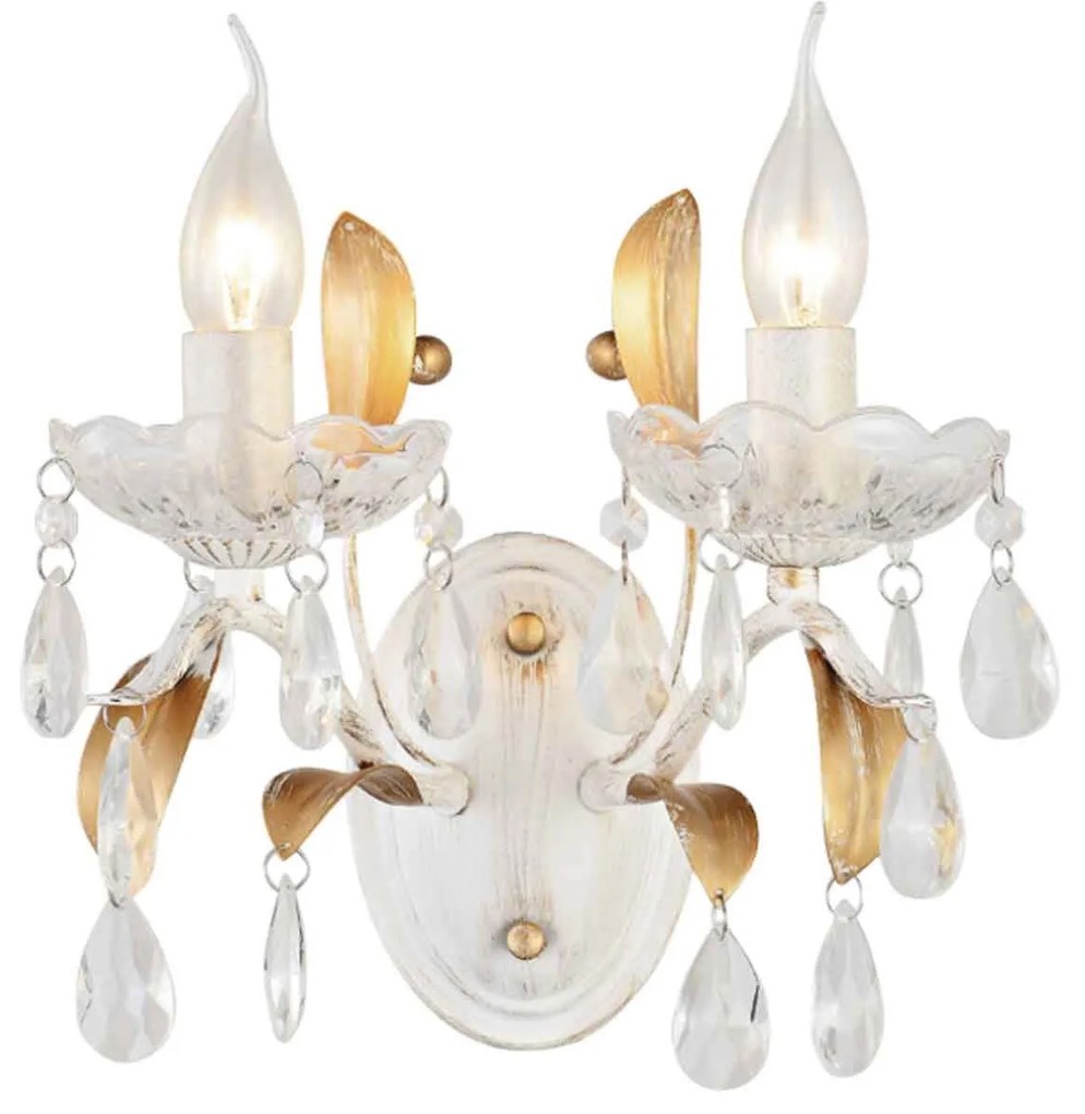 Φωτιστικό Τοίχου Elegant DL9342WWG White Crystal, Metal