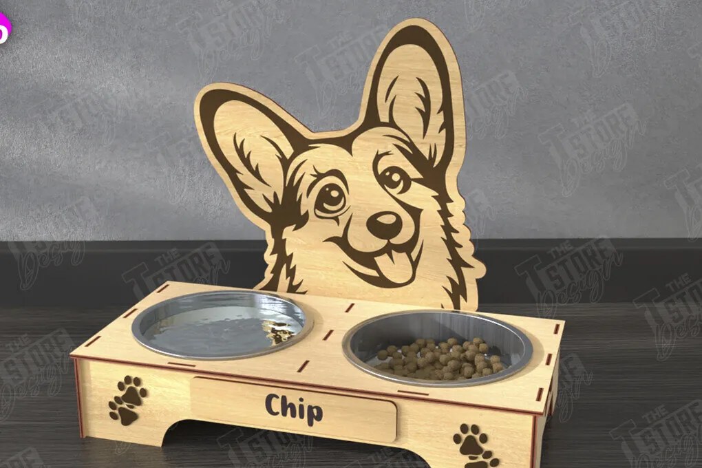 Intra απο ξύλο plywood Χρώμα wenge 3mm-4mm πάχος - Βάση μπολ τροφής για σκύλους | Θήκη για μπολ φαγητού Δίασταση 20x20 cm INTRAFABR-101884243