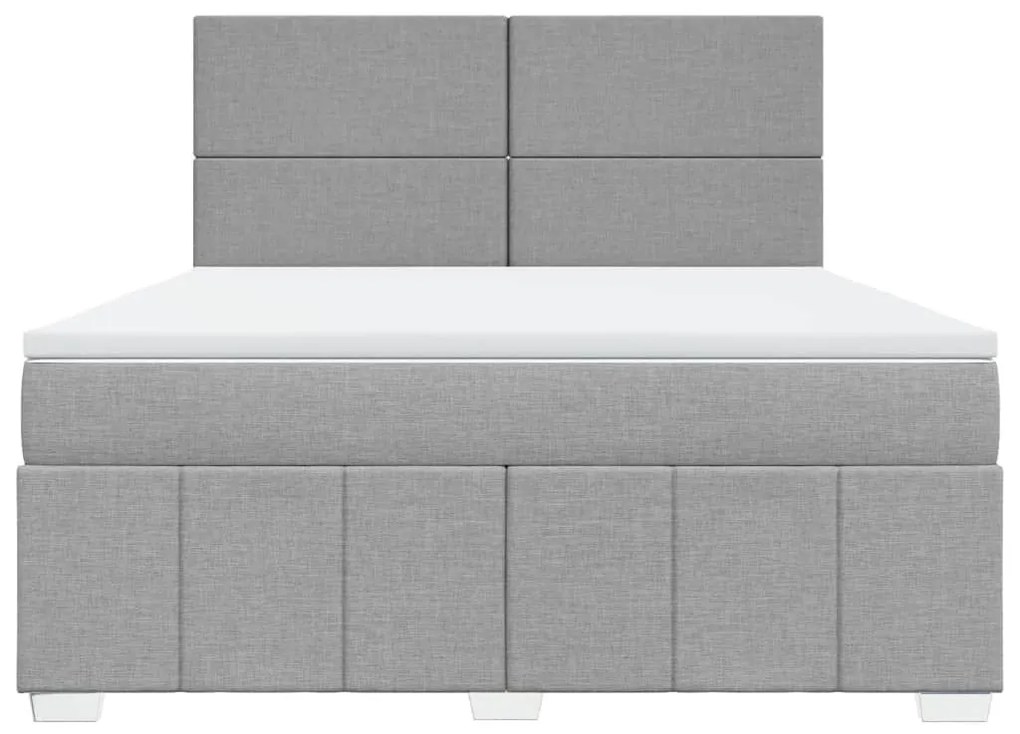 Κρεβάτι Boxspring με Στρώμα Ανοιχτό Γκρι 180x200 εκ. Υφασμάτινο - Γκρι