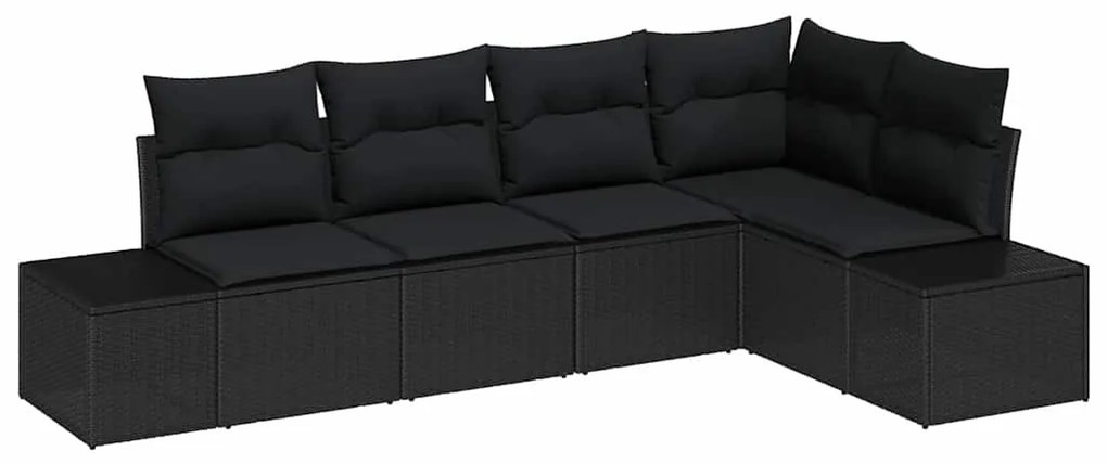 vidaXL Σετ Καναπέ Κήπου 5 pcs Μαύρο Πολυ ράταν
