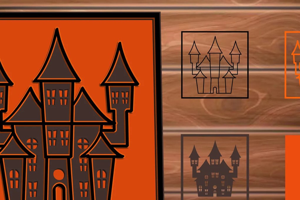 Intra απο ξύλο plywood 3mm-4mm πάχος - Αποκριάτικο περικοπής πολλαπλών επιπέδων πλαισίου Δίασταση 20x20 cm INTRAFABR-14554661