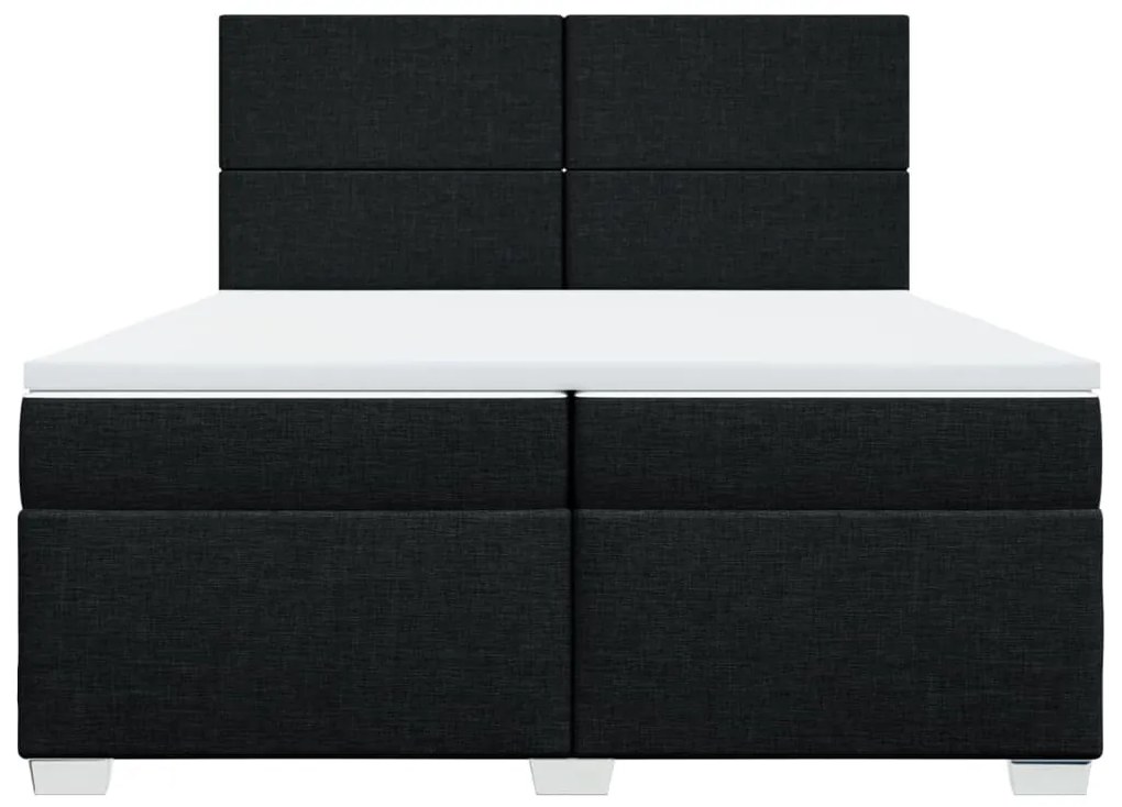 vidaXL Κρεβάτι Boxspring με Στρώμα Μαύρο 200x200 εκ. Υφασμάτινο