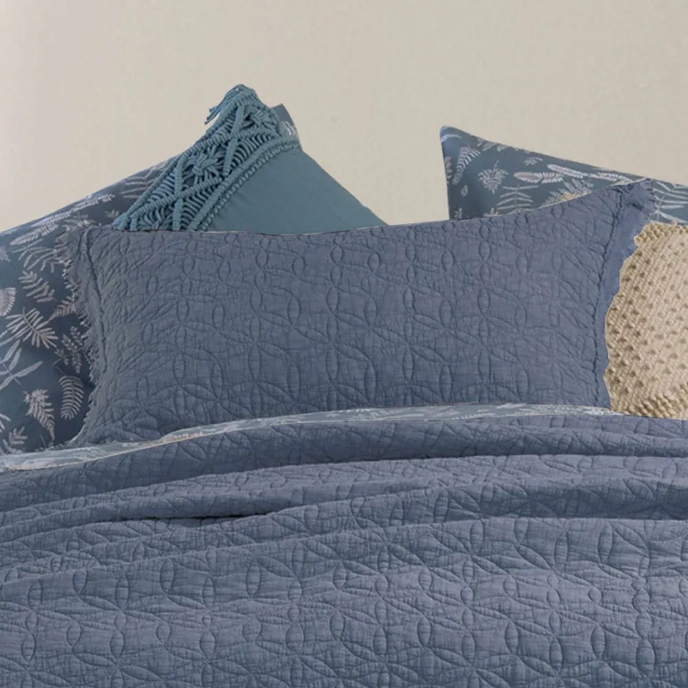 Ζεύγος Μαξιλαροθήκες Καπιτονέ (52x72) Nef-Nef Homeware Blue Collection Laren Blue