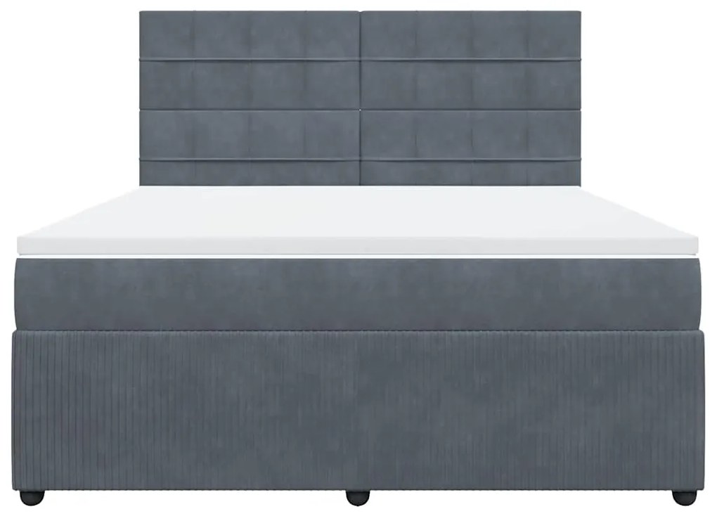 vidaXL Κρεβάτι Boxspring με Στρώμα Σκούρο Γκρι 180x200 εκ. Βελούδινο