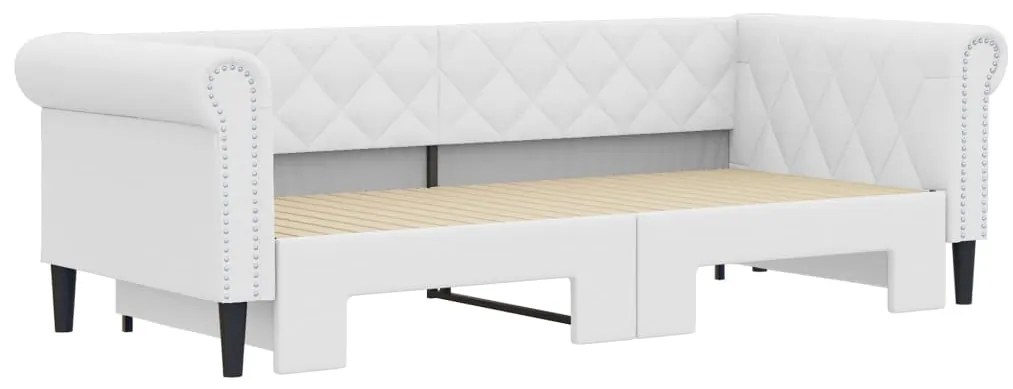vidaXL Καναπές Κρεβάτι Συρόμενος Λευκός 90x200 εκ. από Συνθετικό Δέρμα