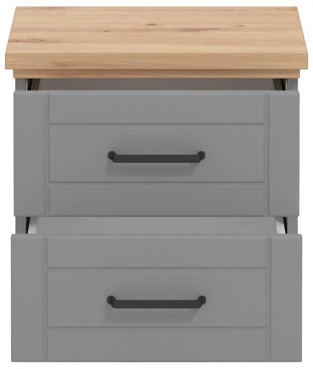 Κομοδίνο Valencia Γκρί - Αrtisan Oak - Γκρί Μάτ 46x41x47.5 εκ. 46x41x47.5 εκ.