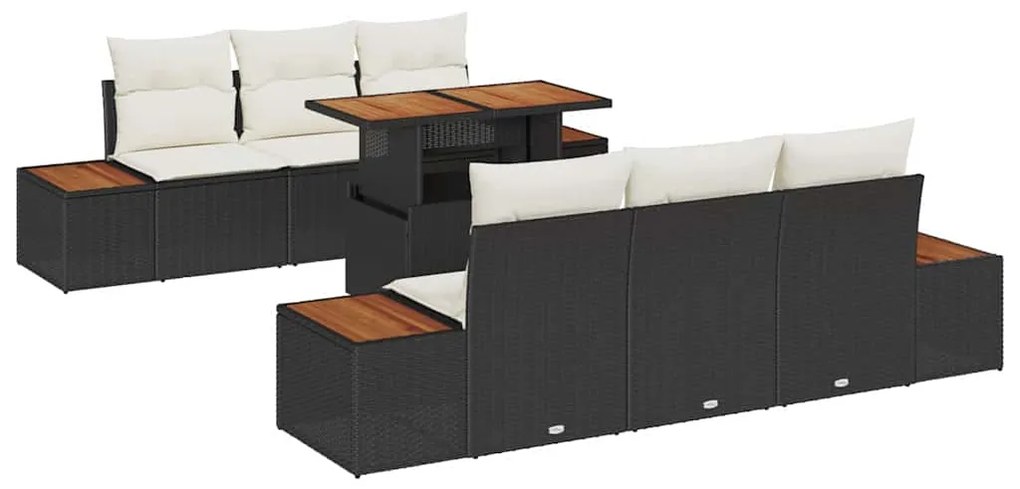 vidaXL Σετ Καναπέ Κήπου με αποθήκευση 7 pcs Μαύρο Πολυ ράταν