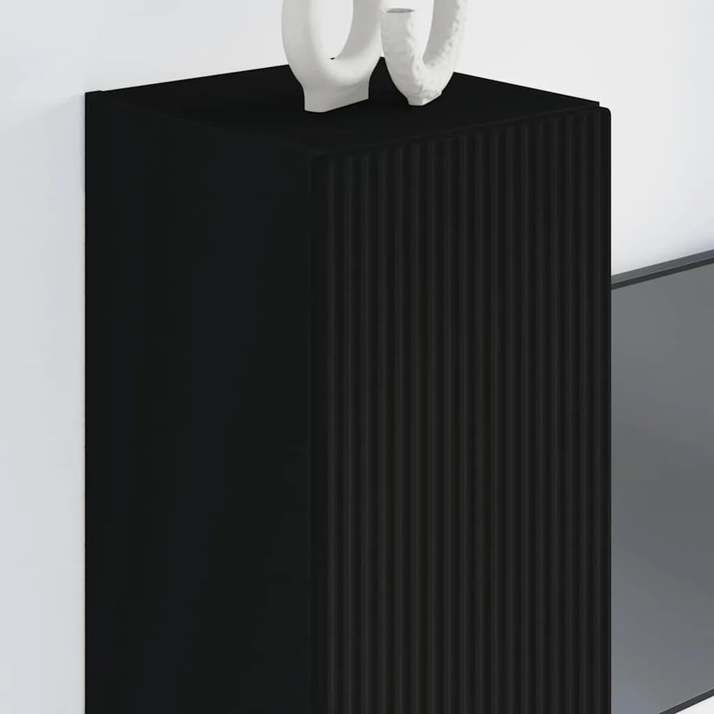 vidaXL Ντουλάπι Τηλεόρασης Τοίχου Επιτοίχιο Μαύρο 30 x 31 x 80 εκ.