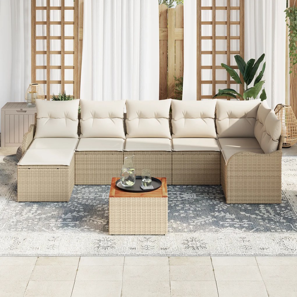 vidaXL Σετ Καναπέδων Κήπου 8 pcs Beige, λευκό Μεγάλο