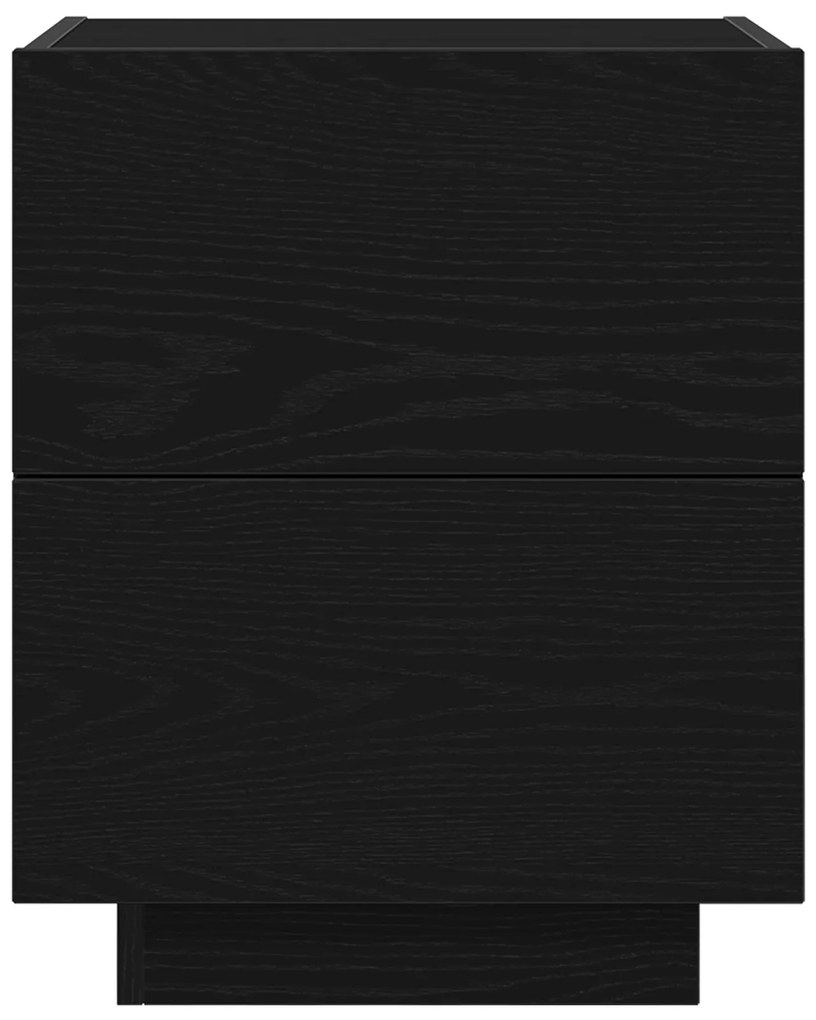 vidaXL Κομοδίνο με LED Φώτα Μαύρη Δρυς 45x40x55 εκ