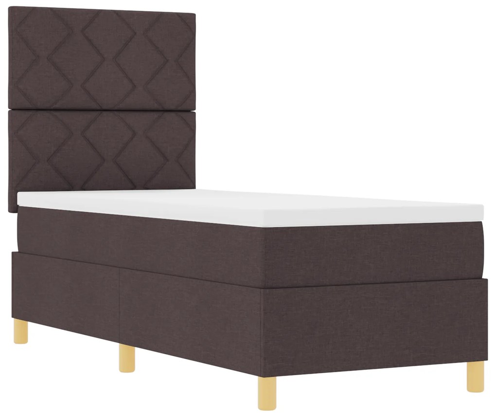 vidaXL Κρεβάτι Box Spring με Στρώμα & LED Σκούρο Καφέ 80x200 εκ.