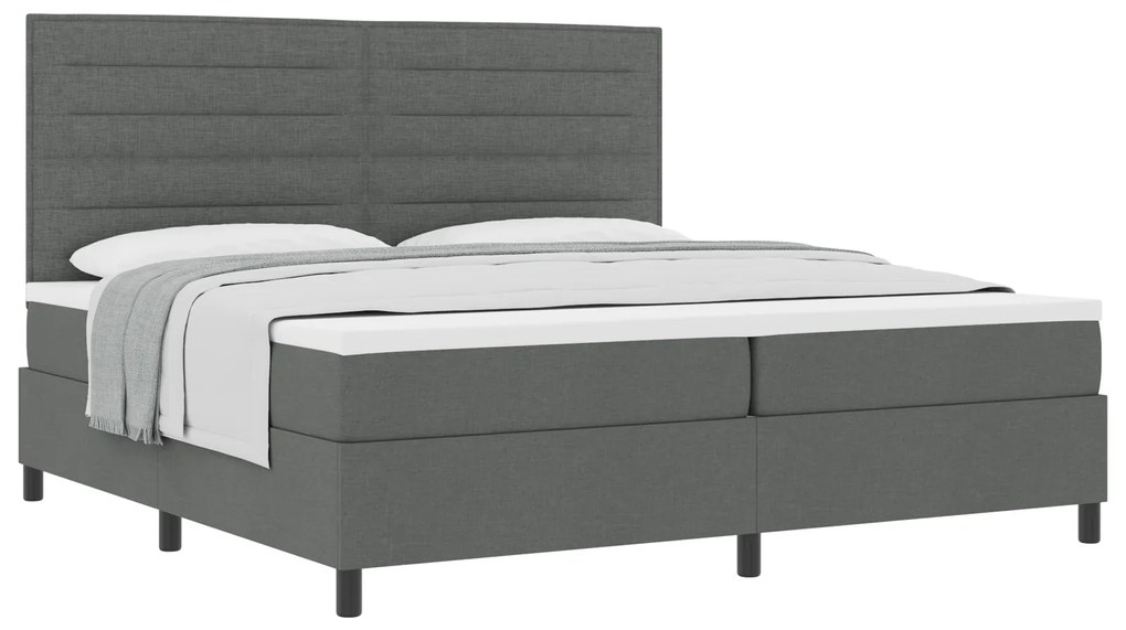 vidaXL Κρεβάτι Συντάγματος με Ματress Σκούρο Γκρι 200x200 εκ Ύφασμα