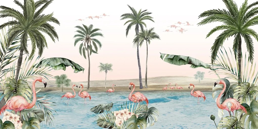 Flamingo Oasis Ταπετσαρια Τοιχου Ροζ Επιθυμητη Διασταση