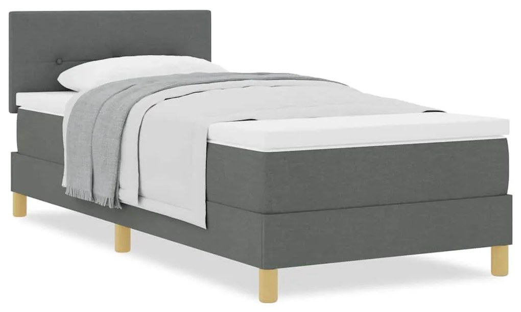 vidaXL Κρεβάτι box spring με στρώμα Σκούρο γκρι 100 x 200 cm ύφασμα