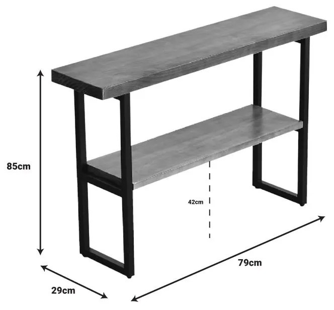 Κονσόλα Nore φυσικό ξύλο 35mm καρυδί-μαύρο 79x29x85εκ 79x29x85 εκ.