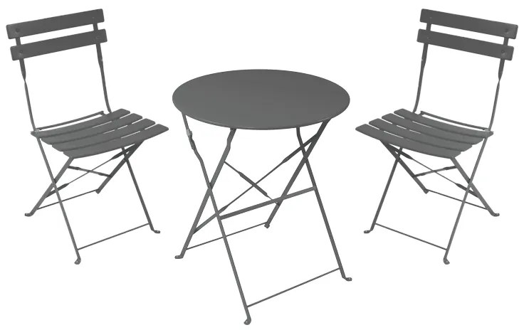 Τραπεζαρία Bistro pakoworld σετ 3τεμ μεταλλική αναδιπλούμενη σε ανθρακί απόχρωση Φ60x71εκ