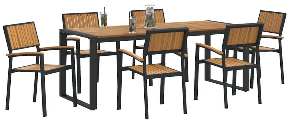 vidaXL Σέτ φαγητού για κήπο 7 pcs Μαύρο και καφέ 200 x 90 x 75 cm