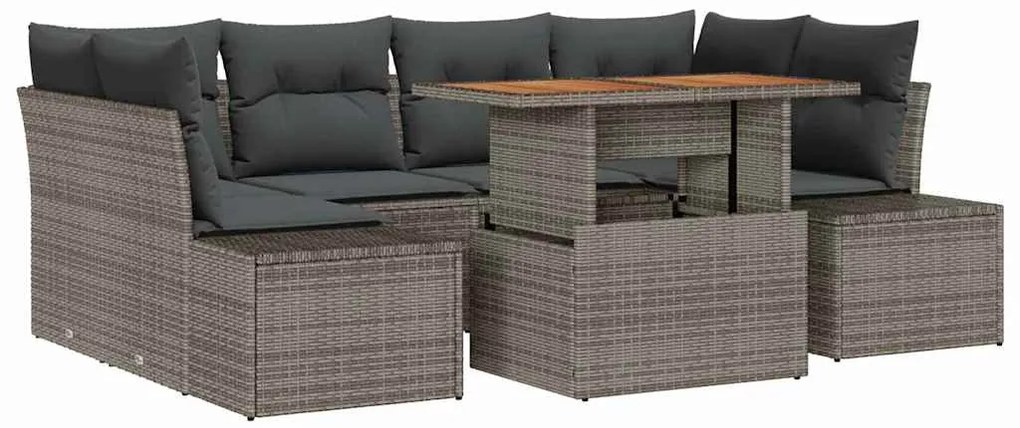 vidaXL Σέτ φαγητού για κήπο 7 pcs Γκρι, Καφέ 100 x 55 x 73 εκ