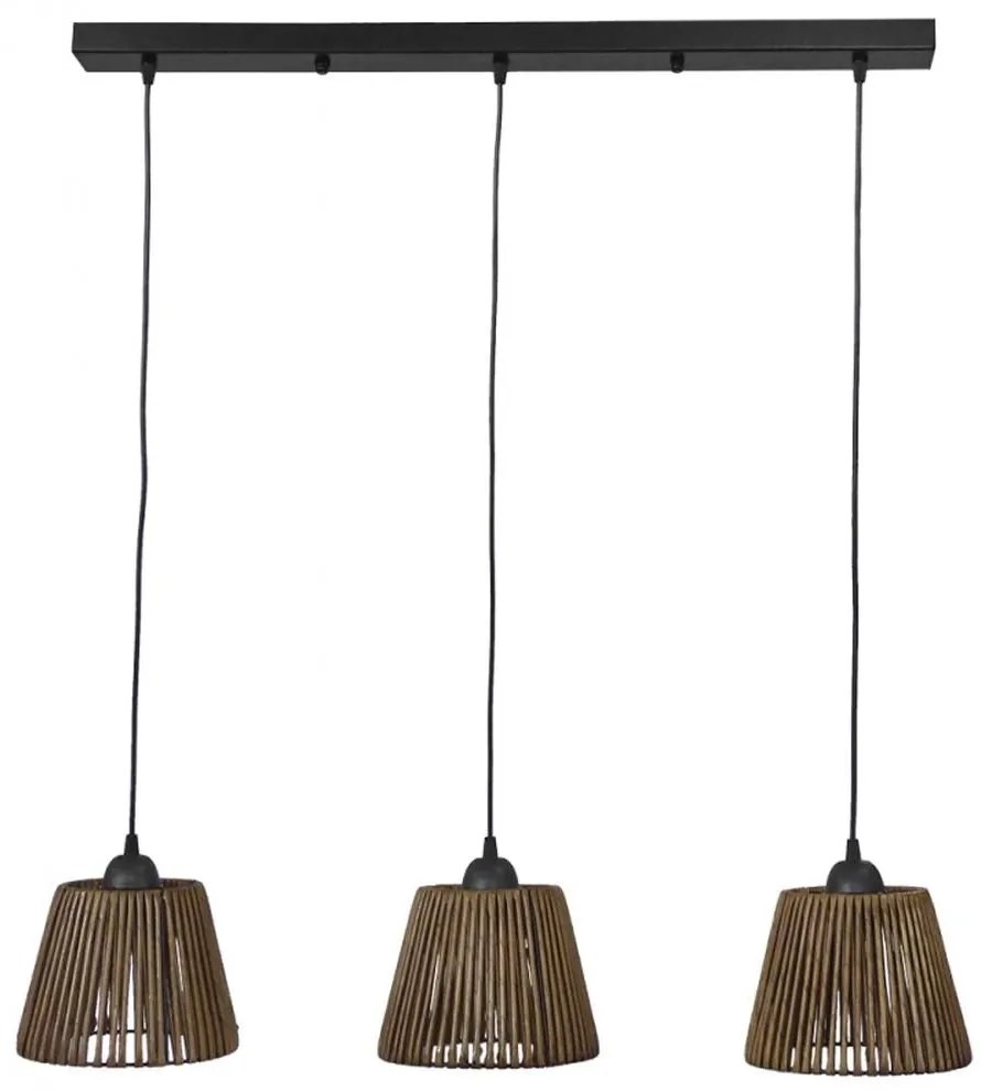 Φωτιστικό Οροφής-Ράγα Τρίφωτο 31-1257 Φ20cm Brown-Black Heronia Μέταλλο,Bamboo