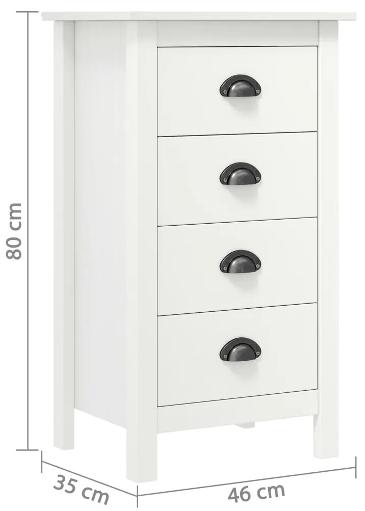vidaXL Μπουφές Hill Λευκός 46x35x80 εκ. από Μασίφ Ξύλο Πεύκου