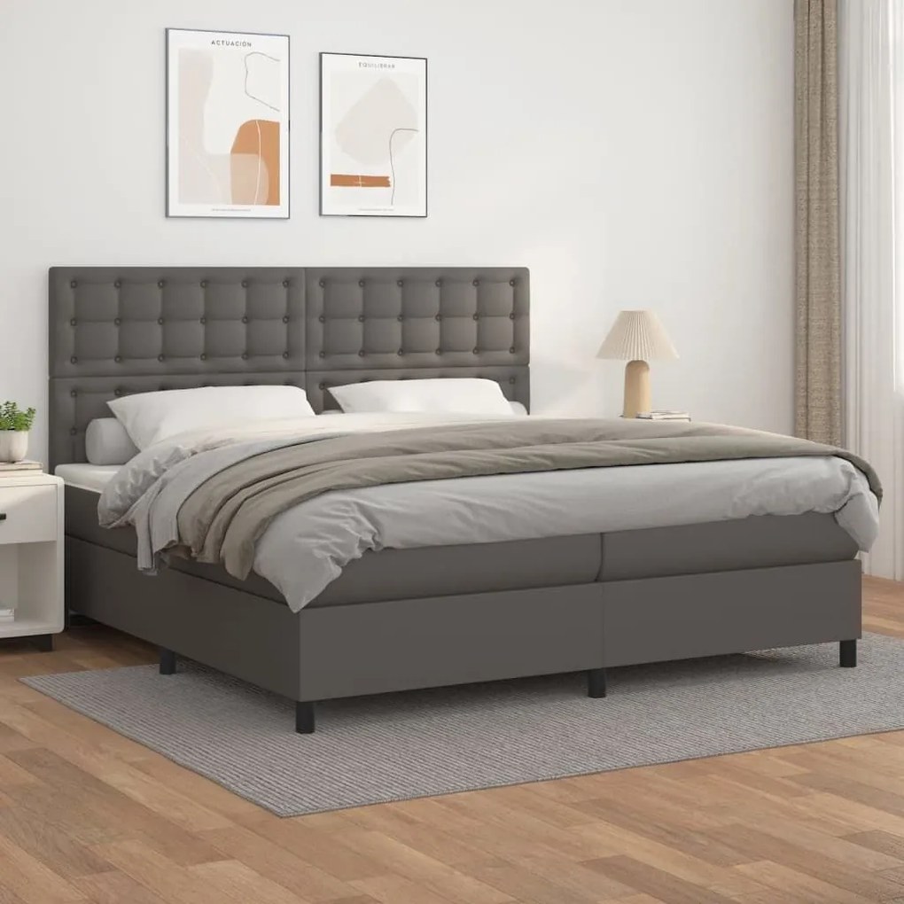 ΚΡΕΒΑΤΙ BOXSPRING ΜΕ ΣΤΡΩΜΑ ΓΚΡΙ 200X200 ΕΚ. ΣΥΝΘΕΤΙΚΟ ΔΕΡΜΑ 3142867