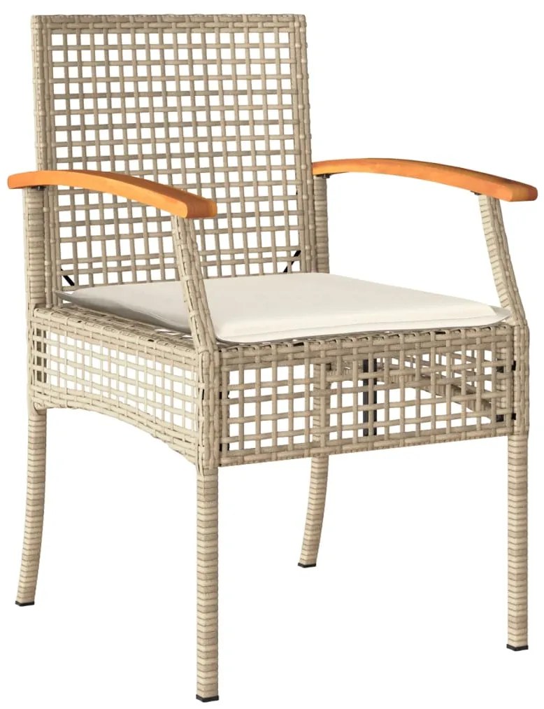 vidaXL Σετ Τραπεζαρίας Κήπου 4 τεμ. Μπεζ Συνθετικό Ρατάν με Μαξιλάρια