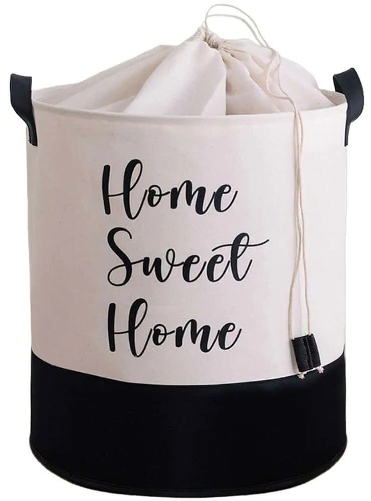 Καλάθι Αποθήκευσης 488PRN1108 37x40cm White-Black Aberto Design Polyester,Βαμβάκι