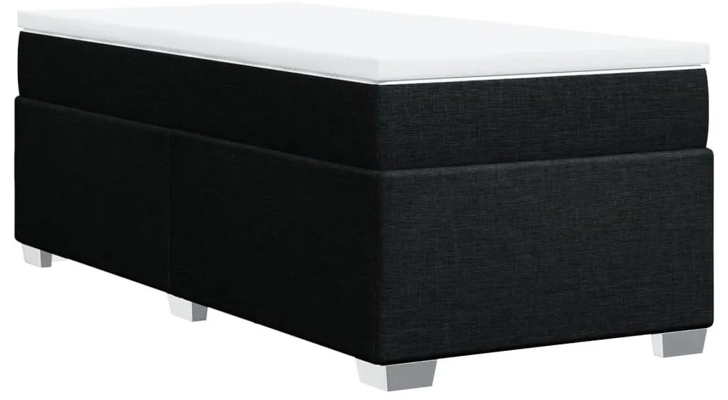 vidaXL Κρεβάτι Boxspring με Στρώμα Μαύρο 90x190 εκ.Υφασμάτινο