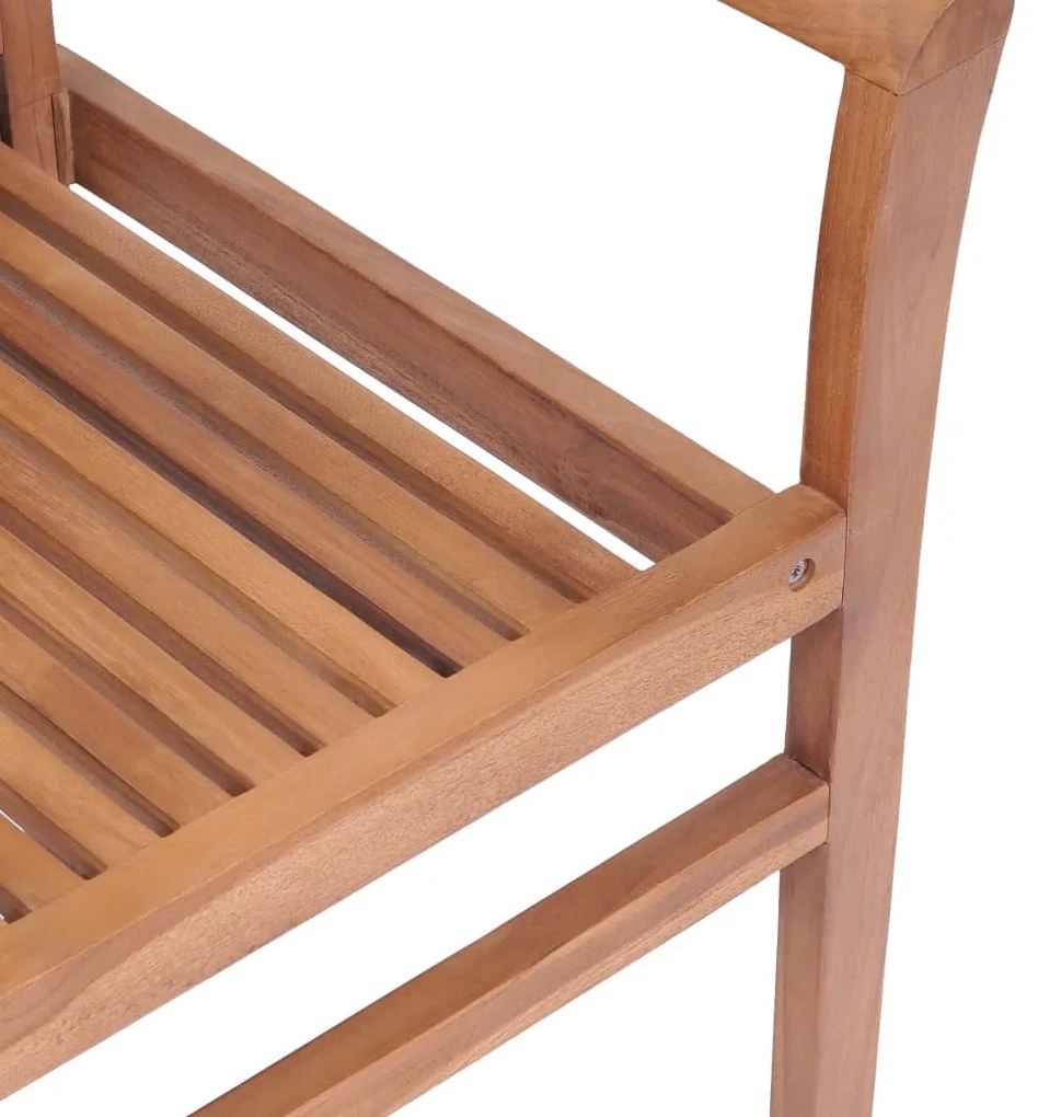 vidaXL Καρέκλες Τραπεζαρίας 8 τεμ. Μασίφ Ξύλο Teak & Κόκκινα Μαξιλάρια