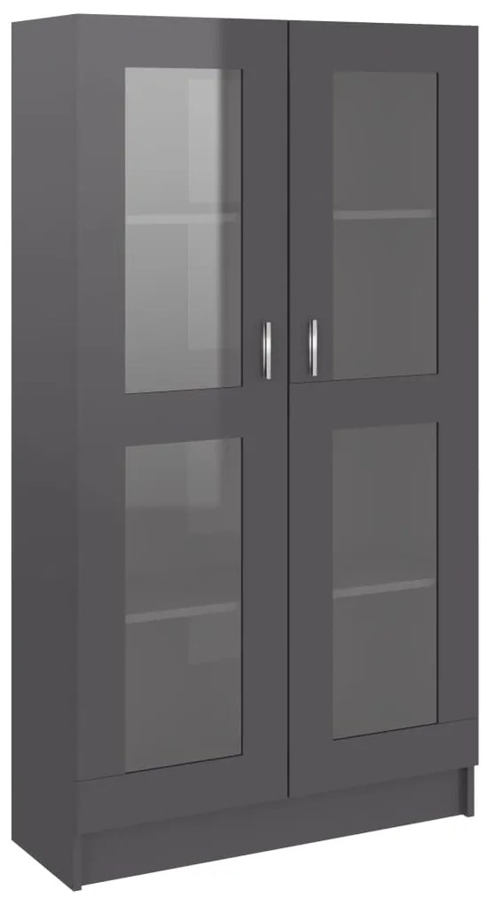 vidaXL Βιτρίνα Γυαλιστερό Γκρι 82,5 x 30,5 x 150 εκ. Μοριοσανίδα