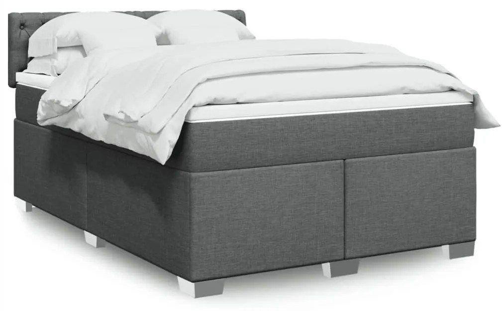 ΚΡΕΒΑΤΙ BOXSPRING ΜΕ ΣΤΡΩΜΑ ΣΚΟΥΡΟ ΓΚΡΙ 160X200 ΕΚ ΥΦΑΣΜΑΤΙΝΟ 3285947