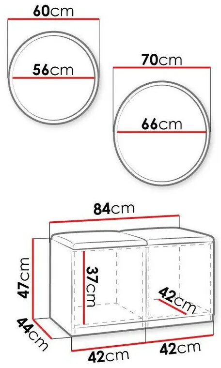 Σετ επίπλων Hartford E106, 84x44cm, 21 kg, Μαύρο, Artisan δρυς, Ταπισερί, Πλαστικοποιημένη μοριοσανίδα, Μεμονωμένα μέρη, Ανοιχτό καφέ, Είδος βελούδου