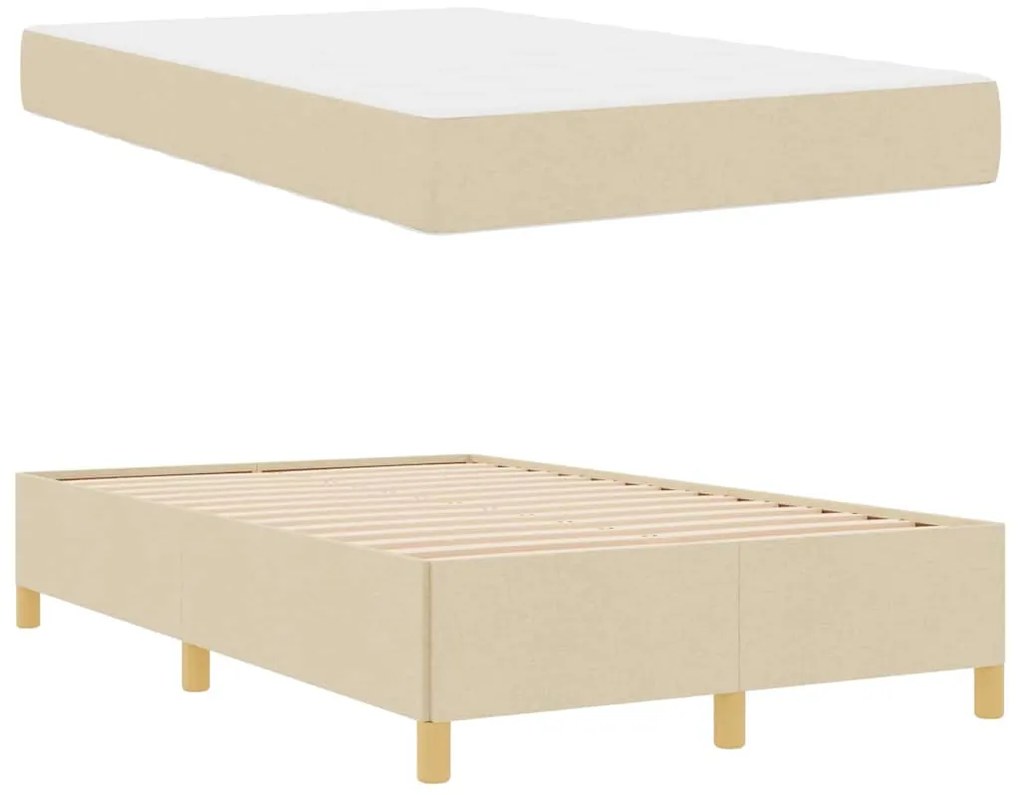 vidaXL Κρεβάτι με ελατήρια Λευκό και Κρέμα 120 x 190 cm Πολυεστέρας