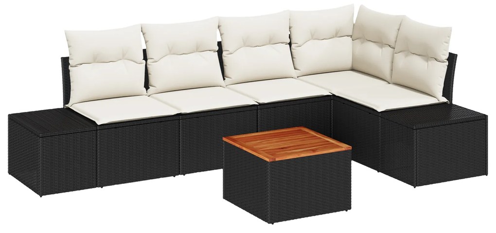 vidaXL Σετ Καναπέ Κήπου 6 pcs Μαύρος, λευκός Ράταν και πολυεστέρας