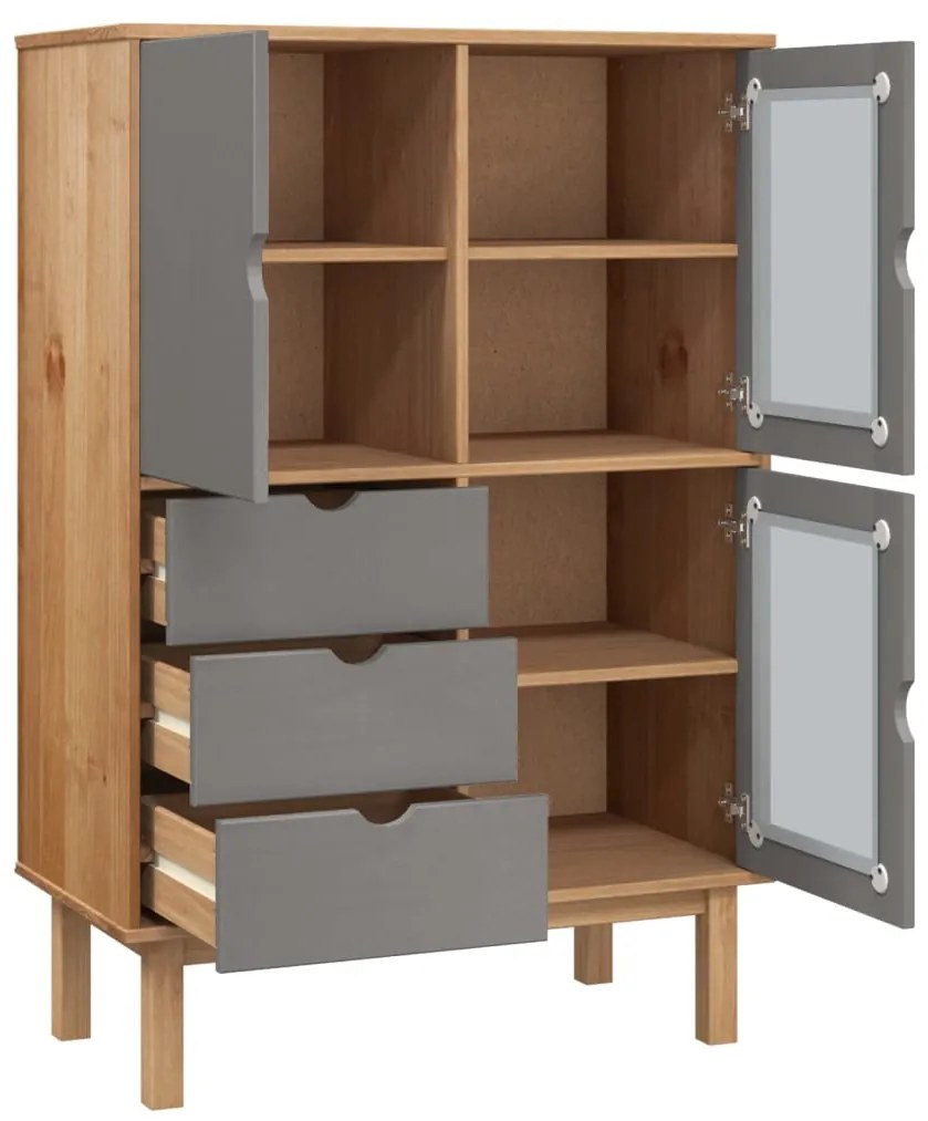 vidaXL Ντουλάπι OTTA Καφέ &amp; Γκρι 85x43x125 εκ. από Μασίφ Ξύλο Πεύκου
