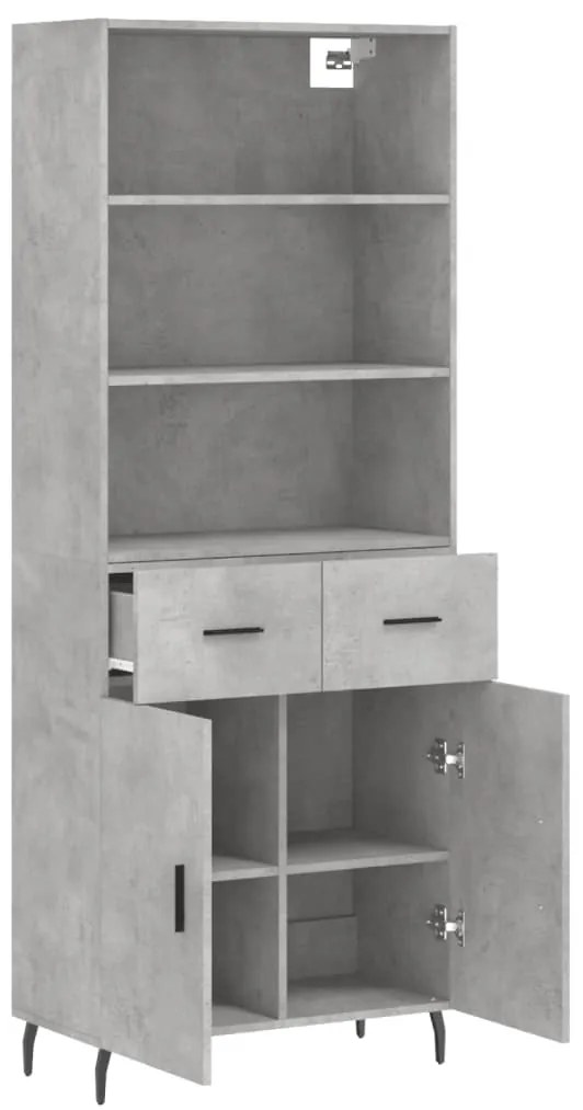 vidaXL Ντουλάπι Γκρι Σκυροδέματος 69,5x34x180 εκ. Επεξεργασμένο Ξύλο