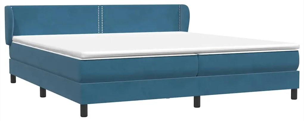 vidaXL Box Spring Κρεβάτι με στρώματα Σκούρο μπλε 180x210 cm Βελούδινο