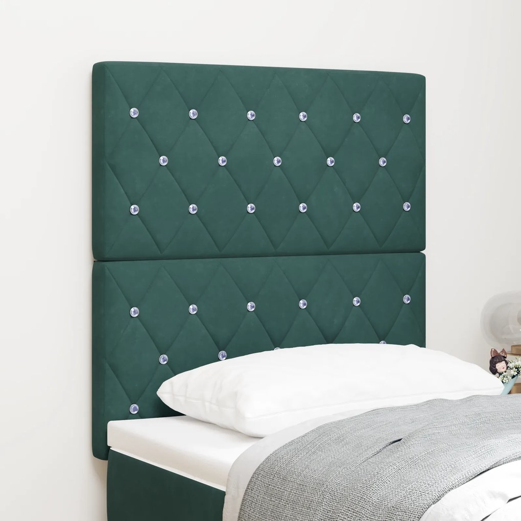 vidaXL Βελούδινο Κεφαλάρι Argyle Σκούρο πράσινο 80 cm Βελούδο