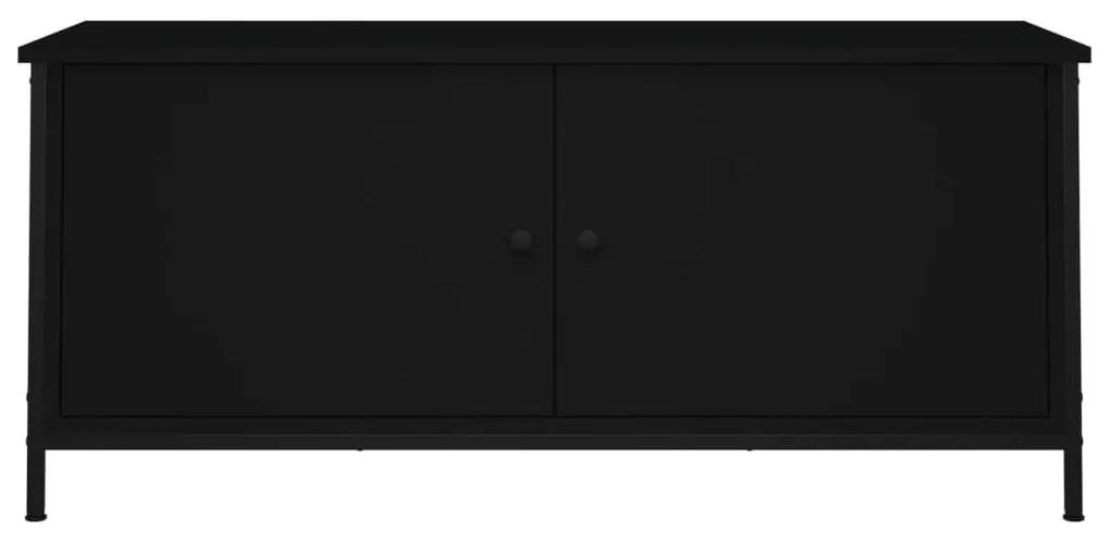 Έπιπλο Τηλεόρασης με Πόρτες Μαύρο 102x35x45 εκ. Επεξεργ. Ξύλο - Μαύρο