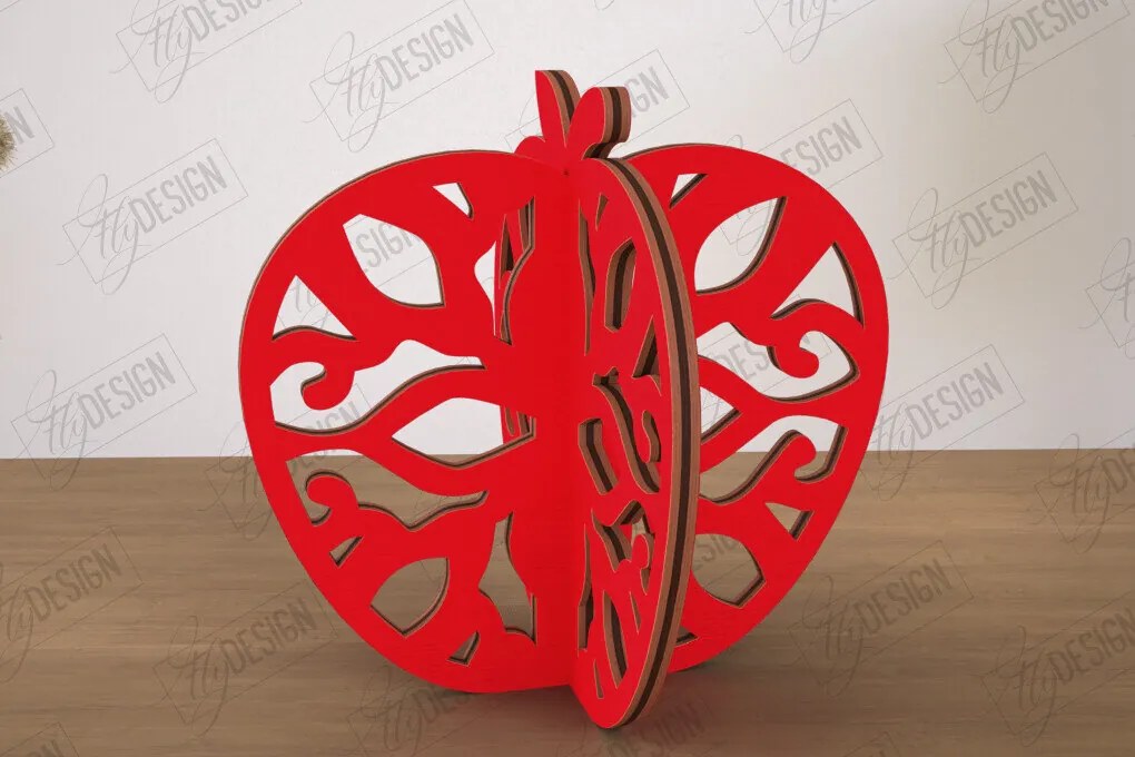 Σετ των 2 Intra απο ξύλο plywood 3mm-4mm πάχος 3D  Decor | Σχήμα μήλου |Διακόσμηση σπιτιού Δίασταση 30x20 cm INTRAFABR-113994409