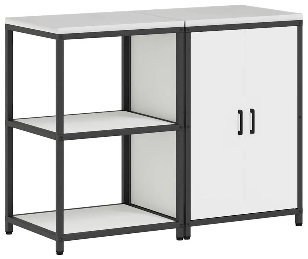 vidaXL Σετ Αποθήκευσης Κουζίνας 2 pcs Λευκό Ψυχρής έλασης χάλυβας